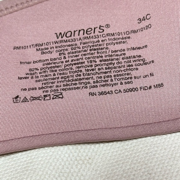 Warner’s Bra 34C Wireless Tag-less Convertible Contour Blush 3492 PP - Picture 8 of 10